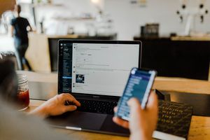 Work using phone and computer